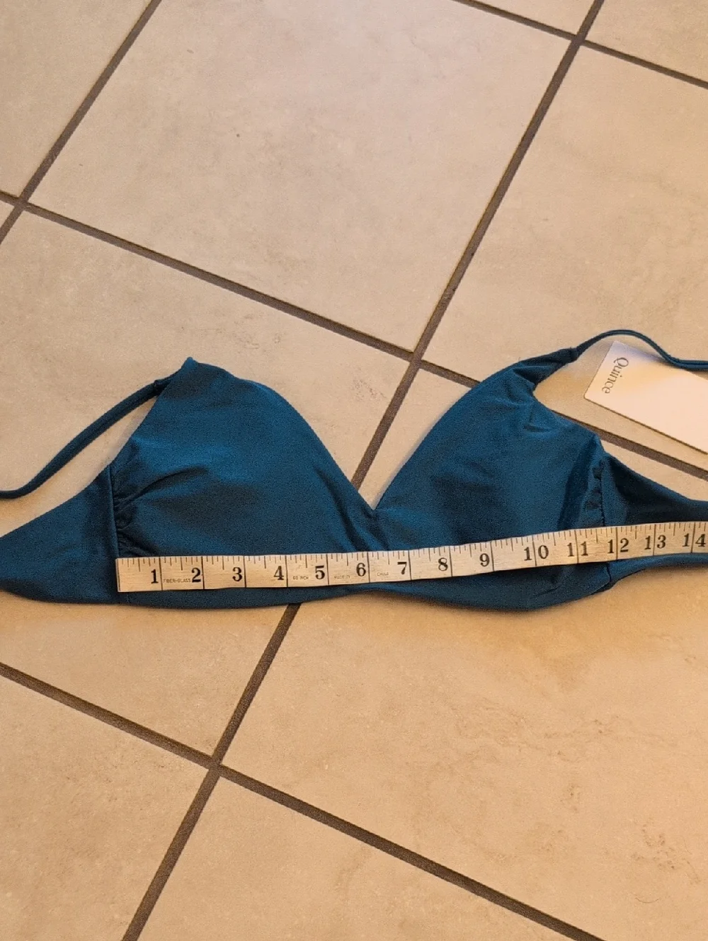 NWT Quince Italian V-neck Bikini Top Lagoon Blue Size M